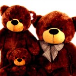 2 Feet, 3.5 Feet and 5 Feet Brown Bow Teddy Bear Family
